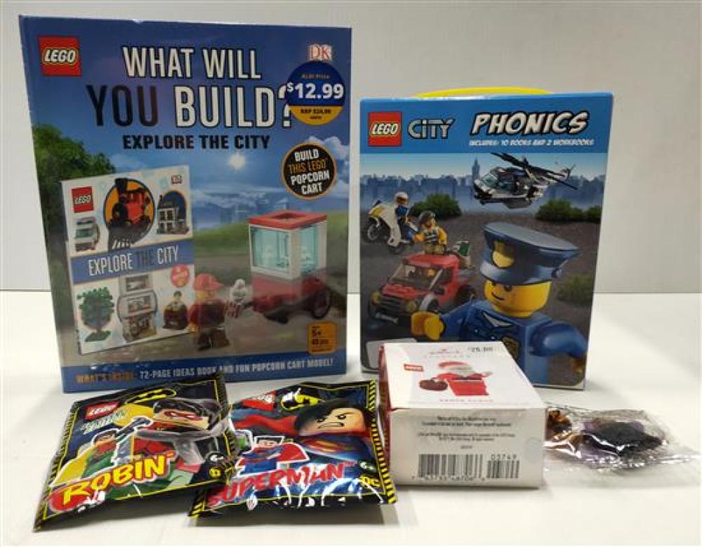 Two Lego City model/book sets plus assorted other Lego pieces