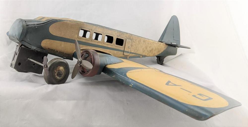 Mettoy Tin Plate Litho Aeroplane. Marked G-1 MTY. Made in England.