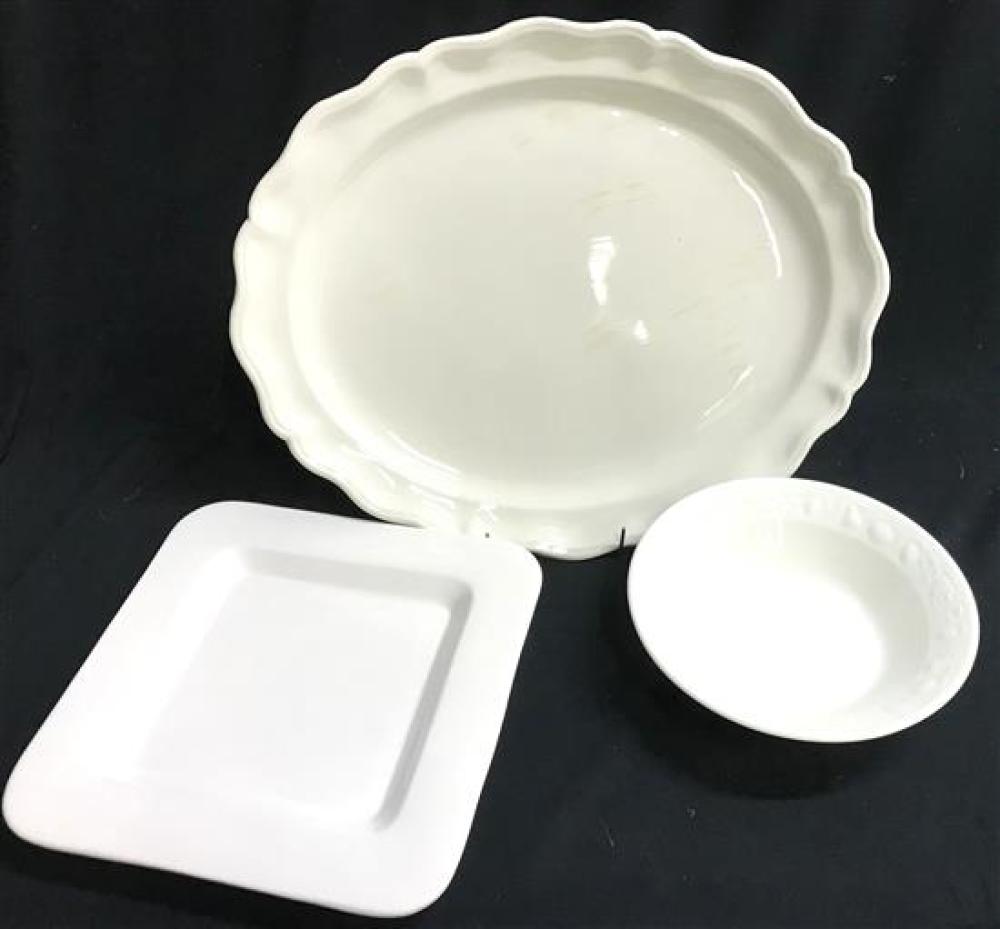 Three Italian White Ceramic Platters & Bowls