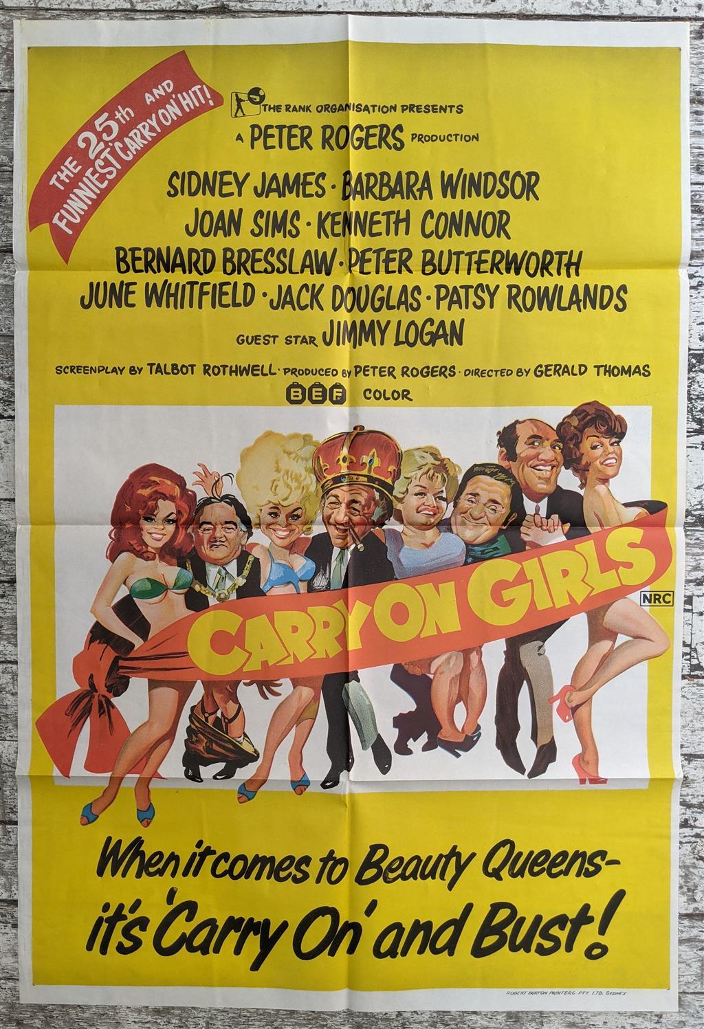Lot Carry On Girls. Australian One Sheet Movie Poster.