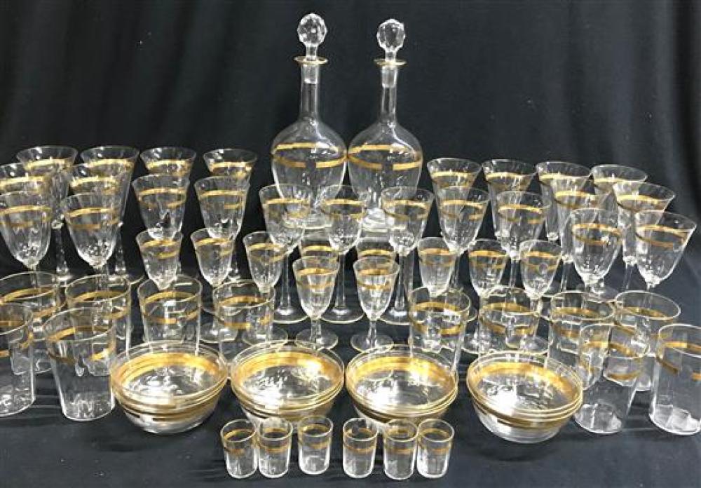 A Collection of Victorian Crystal Glassware with Gilt Detail,