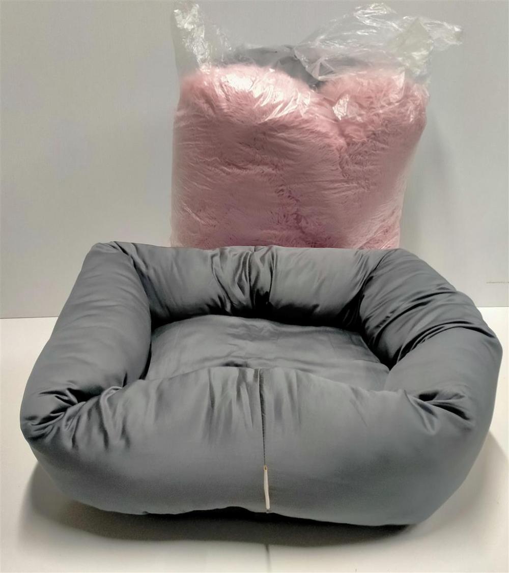 Two pet beds in pink and gr... image