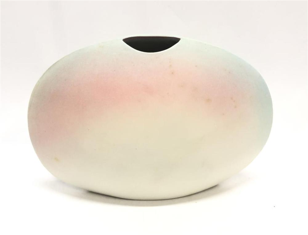 A Rounded Pastel Ombre Ceramic Vase, With Matte Finish,