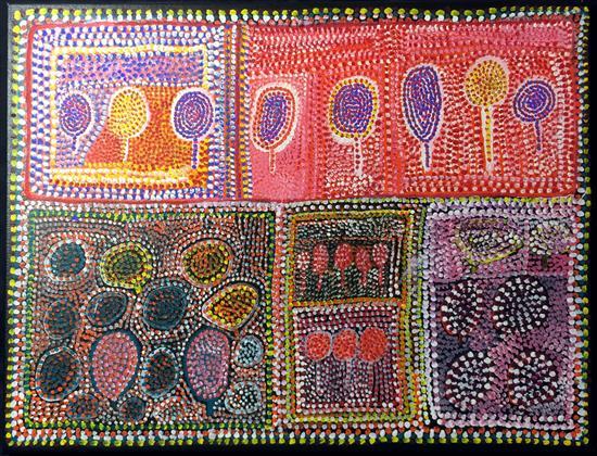 Loongkoonan (b.c.1910) Bush Tucker in Nyinkina 2006 Acrylic on canvas