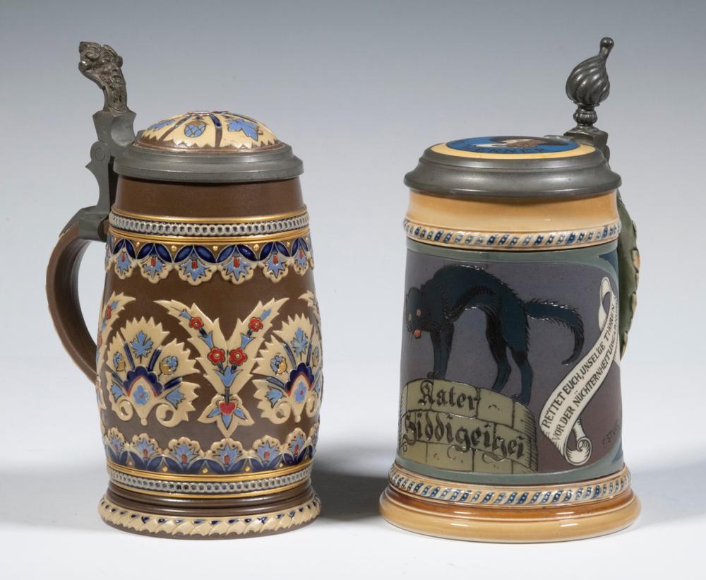 METTLACH 1/2-LITER BEER STEINS - #2007 & #1261