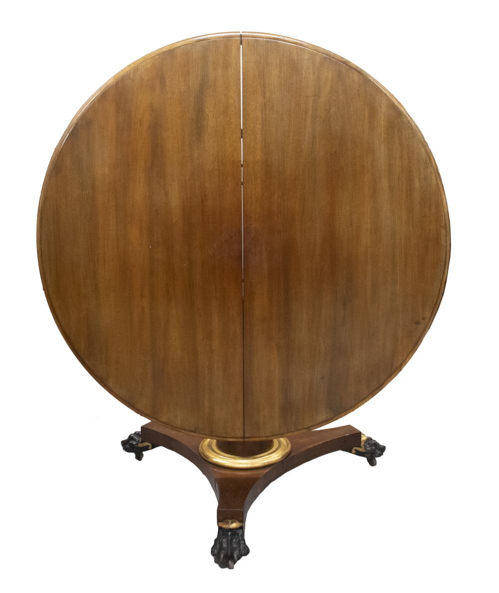 ENGLISH REGENCY TILT-TOP ROUND DINING TABLE