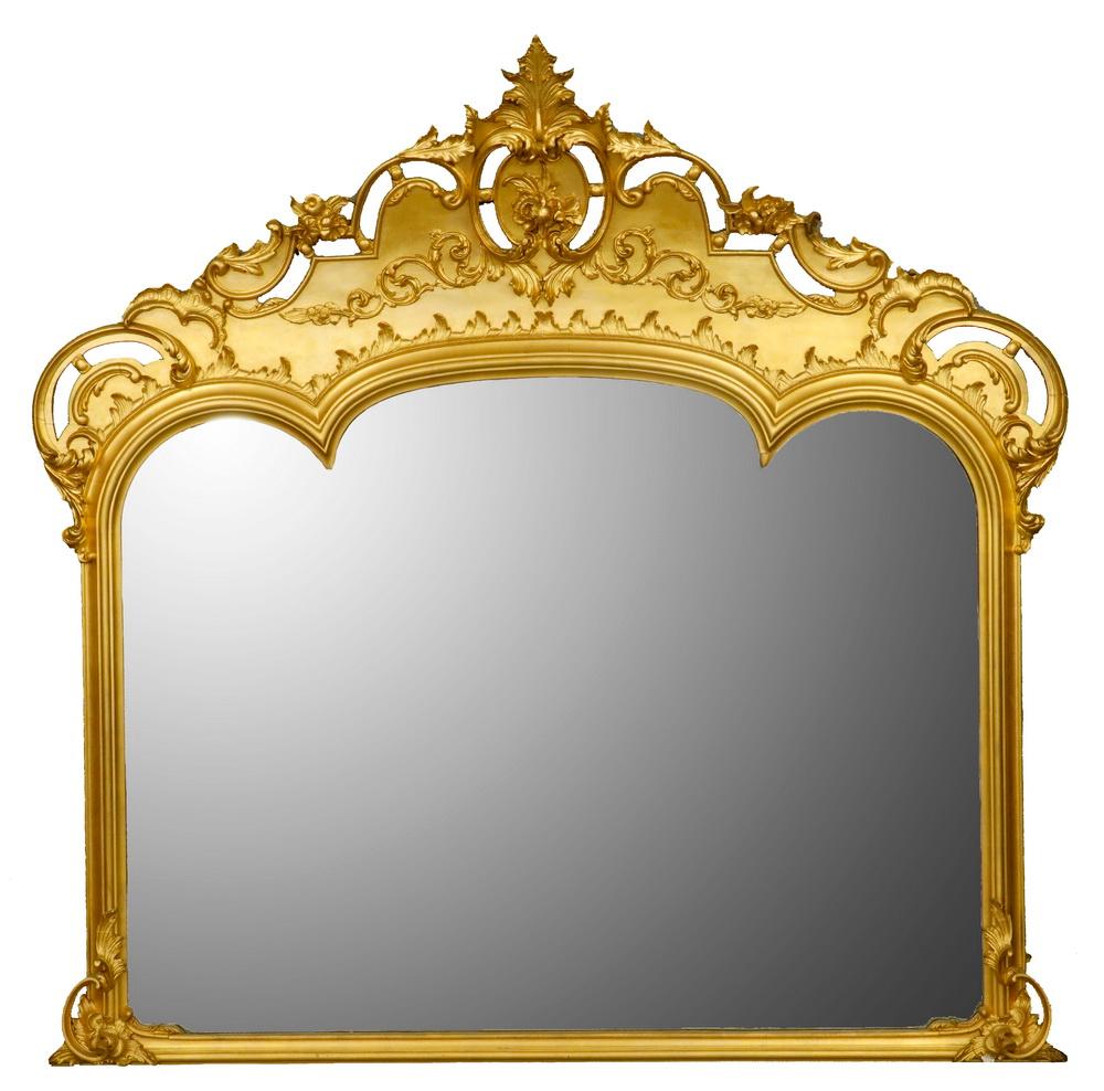 MONUMENTAL VICTORIAN GILT WOOD OVERMANTEL MIRROR