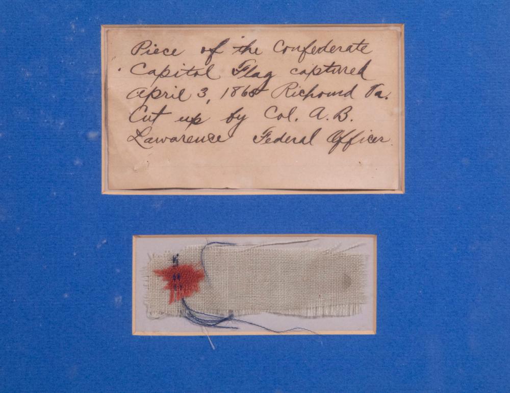 FRAGMENT OF CONFEDERATE FLAG FROM THE FALL OF RICHMOND, VA