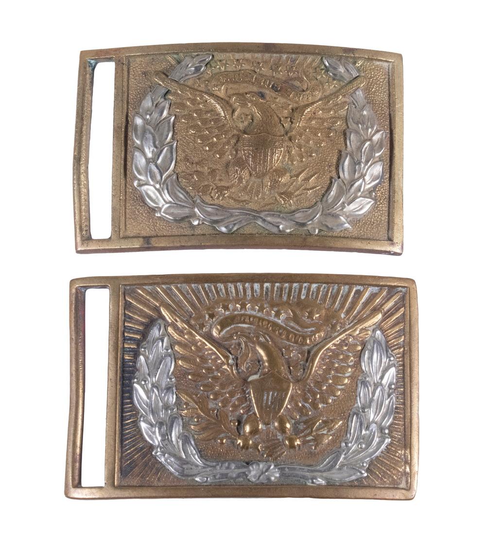 (2) UNION OFFICER BELT BUCKLES