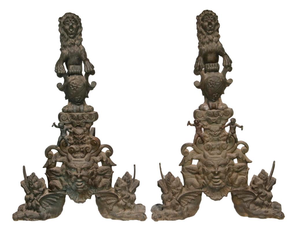 LION FIGURAL ANDIRONS