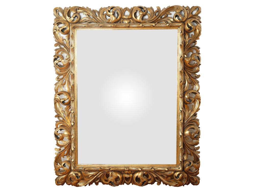 Florentine mirror, Around 1900, Carved wood, bronzed