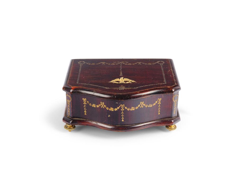 WOODEN BOX, WITH A SILVER-GILDED SWAN-SHAPED RELIEF (84 ZOLOTNIKI)