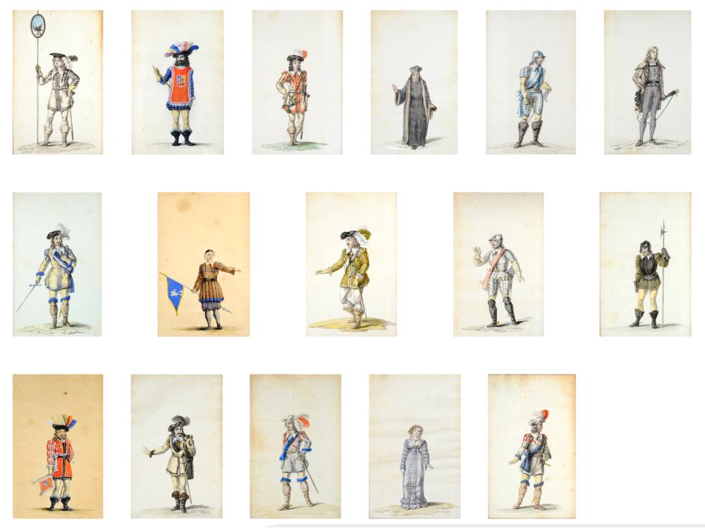 Mixed lot of 16 portraits of aristocratic personalities, 19th century