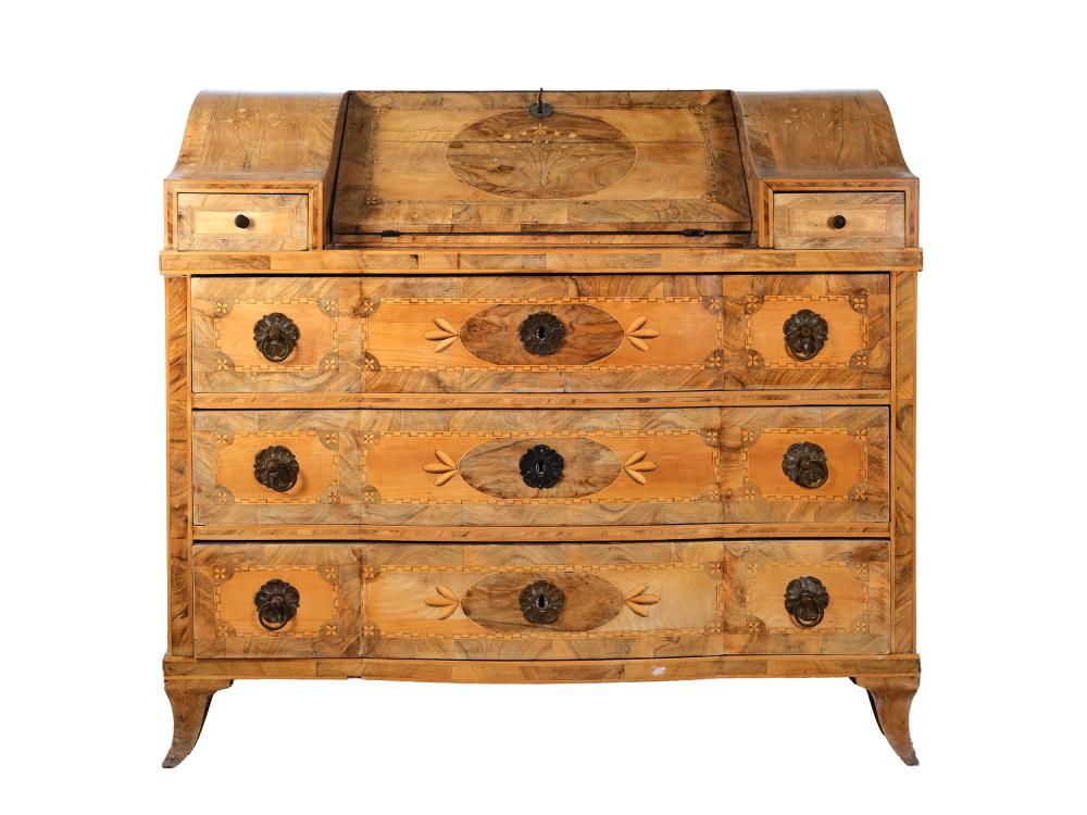 Classicist writing chest, 18th century, Upper Italy, veneered and inlaid