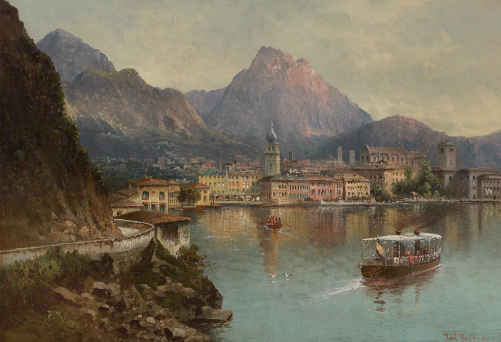 Karl Kaufmann, Silesia 1843 - 1905 Vienna, View of Riva del Garda