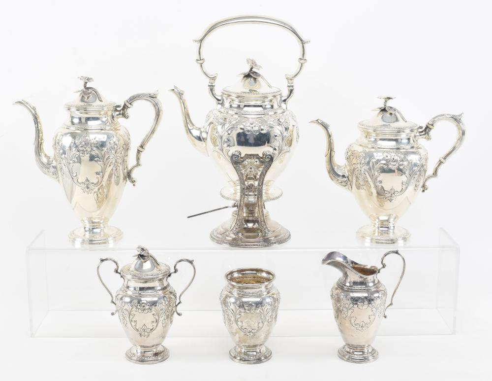 6 piece hand chased sterling silver "Violet" pattern