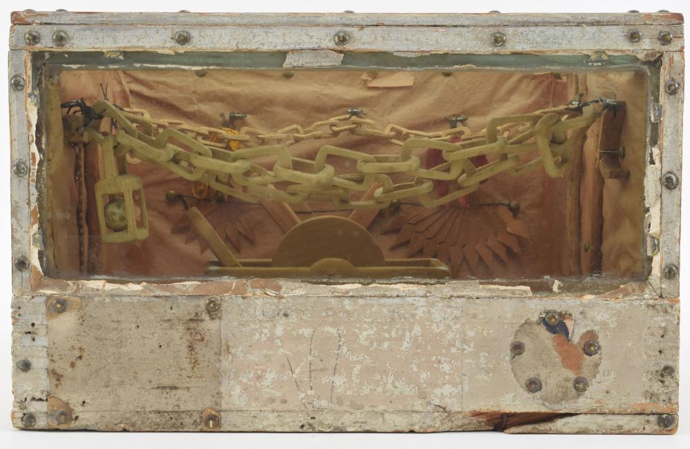 19th century shadowbox wood sculpture. Folk art carved