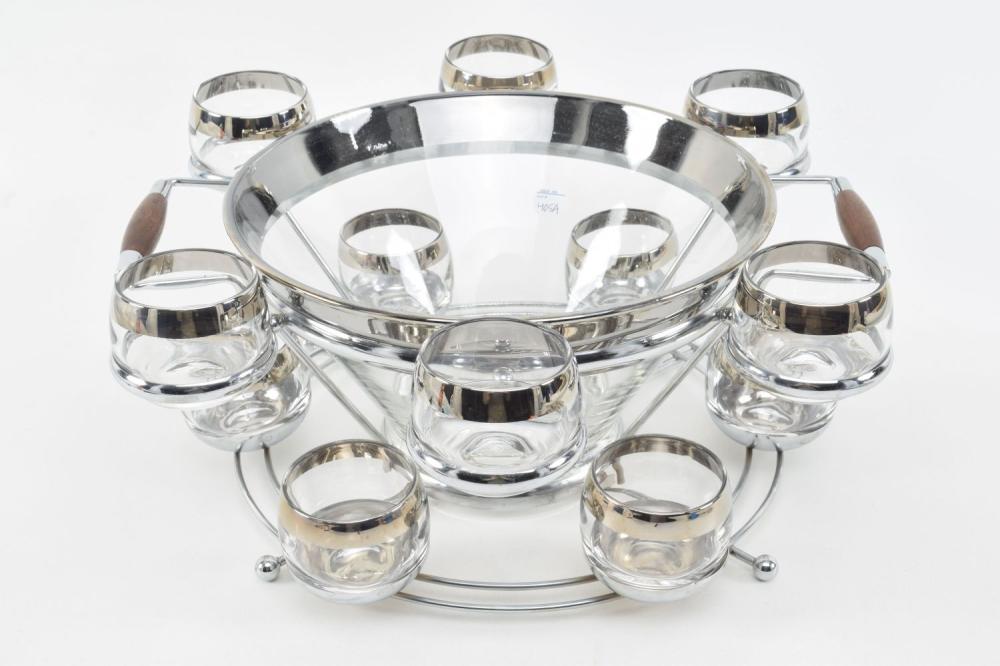 Mid-Century Modern Dorothy Thorpe style punch bowl and