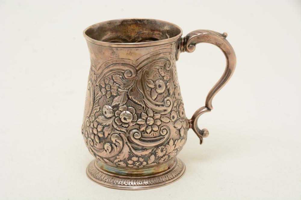 Georgian 18th century sterling silver floral repousse