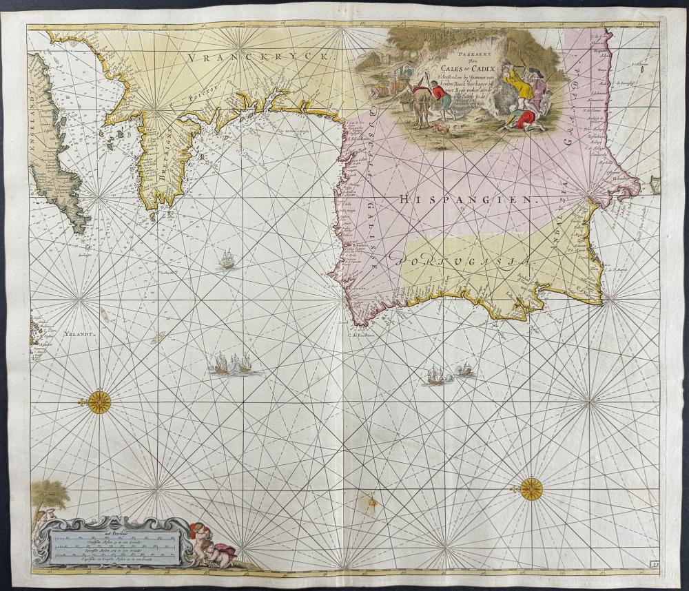 Van Keulen, Rare - Coastal Map of Europe (Calais to Cadiz)