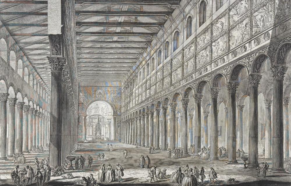 Piranesi, Folio - Cross-section of the interior of St. Paul’s Basilica Outside the Walls [Spaccato interno della Basilica di S. Paolo fuori delle Mura]