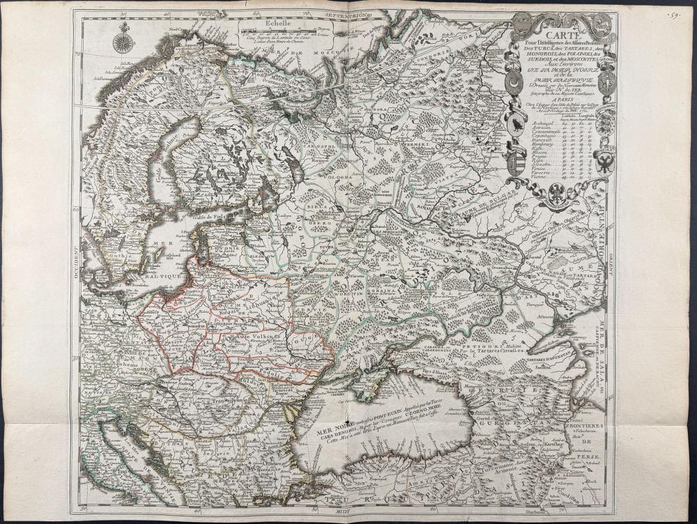 De Fer - Map for the Understanding of Current Affairs concerning the Turks, Tartars, Hungarians, Poles, Swedes, and Muscovites (Eastern Europe and Western Asia, focusing on the regions surrounding the Black Sea and the Baltic Sea)