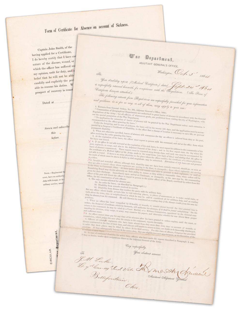 Civil War-Dated Doc Signed by Thomas Vincent, Who Witnessed Abraham Lincoln's Death & "Coined" the Dead President