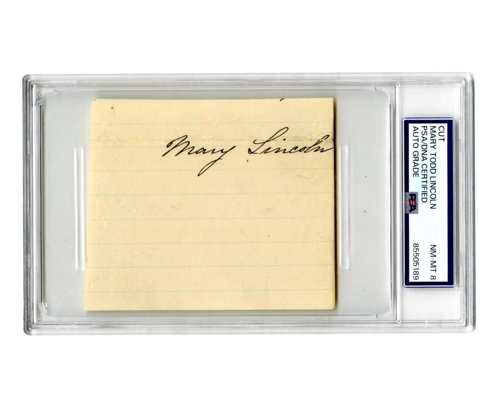 Mary Todd Lincoln Clipped Signature, PSA Graded NM-MT 8