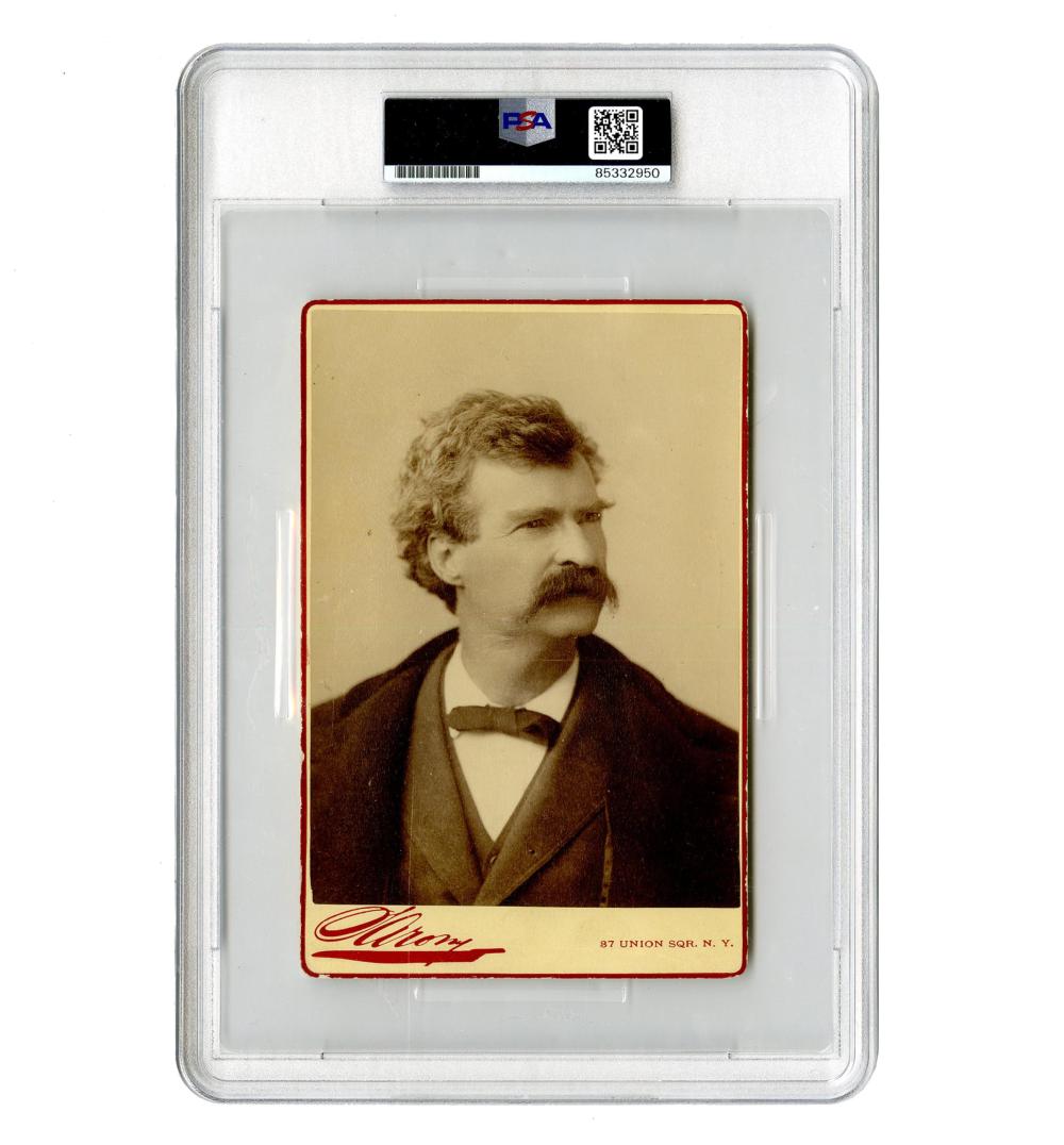 Mark Twain Signed and Inscribed Cabinet Card, PSA/DNA Encapsulated