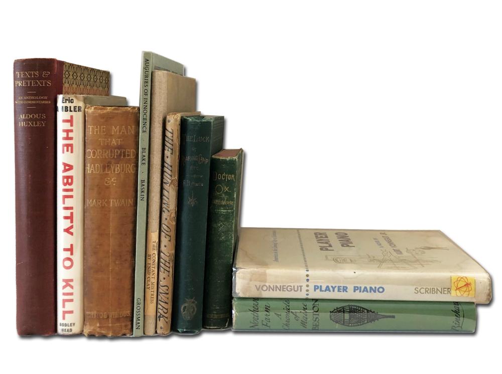 Dealer's Lot of Ten Books: M. Twain, A. Huxley, W. Blake, L. Carroll, K. Vonnegut, Plus More, Some Author-Signed!
