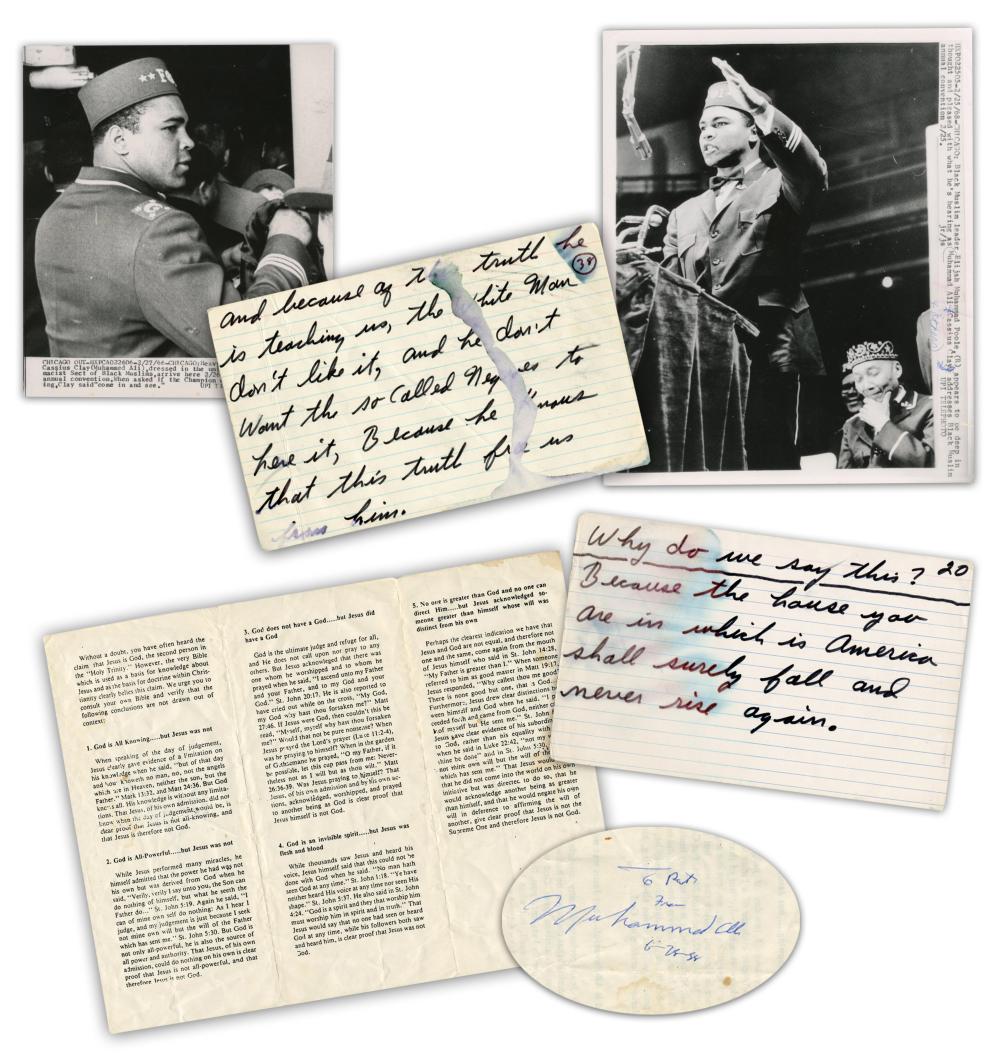 Muhammad Ali Archive Incl. Nation of Islam Signed Pamphlet & Two Speech Cards, 5 Pcs, With JSA, PSA/DNA & Other LOAs