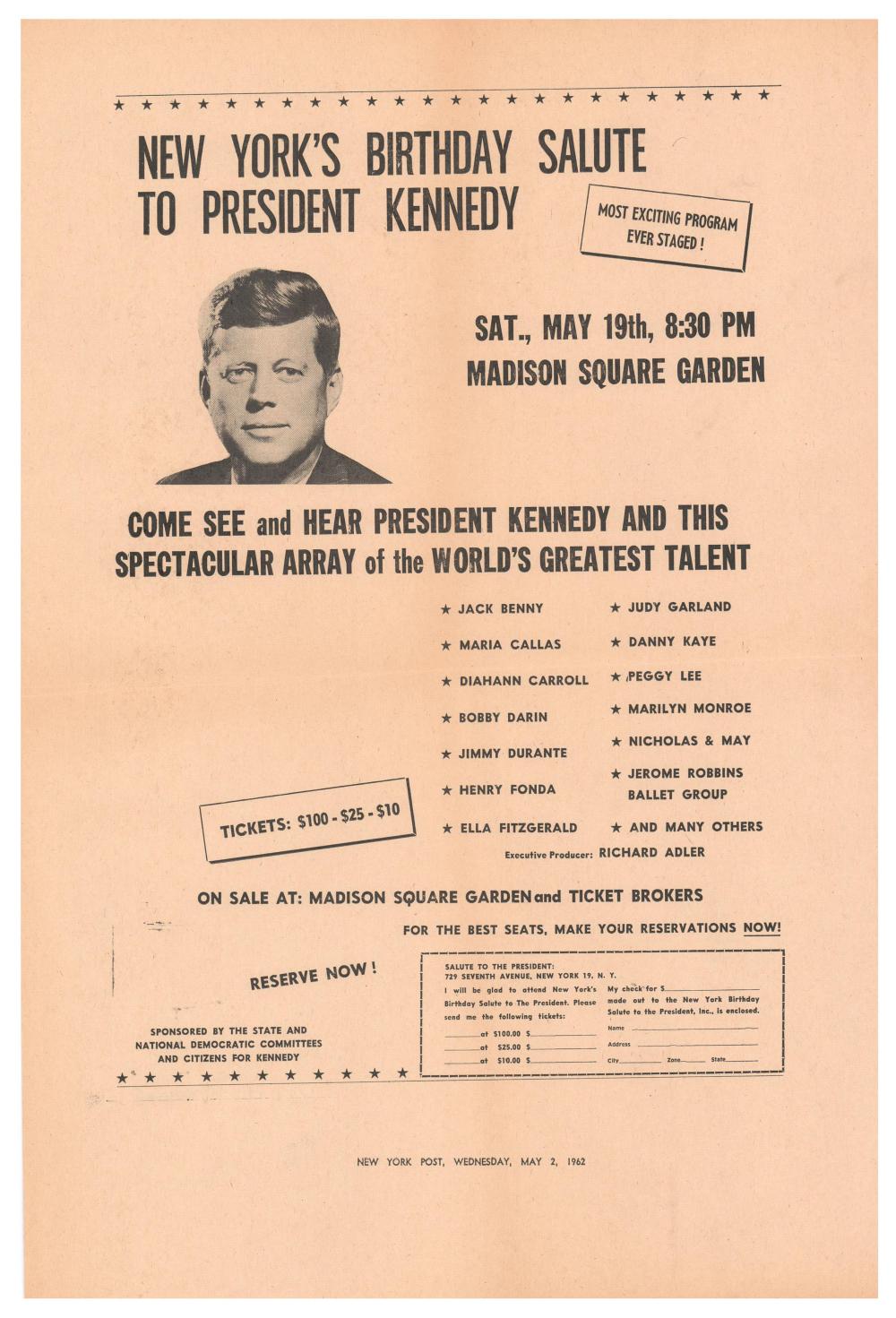 John F. Kennedy "Marilyn" Birthday Salute Broadsides, Group of Four!