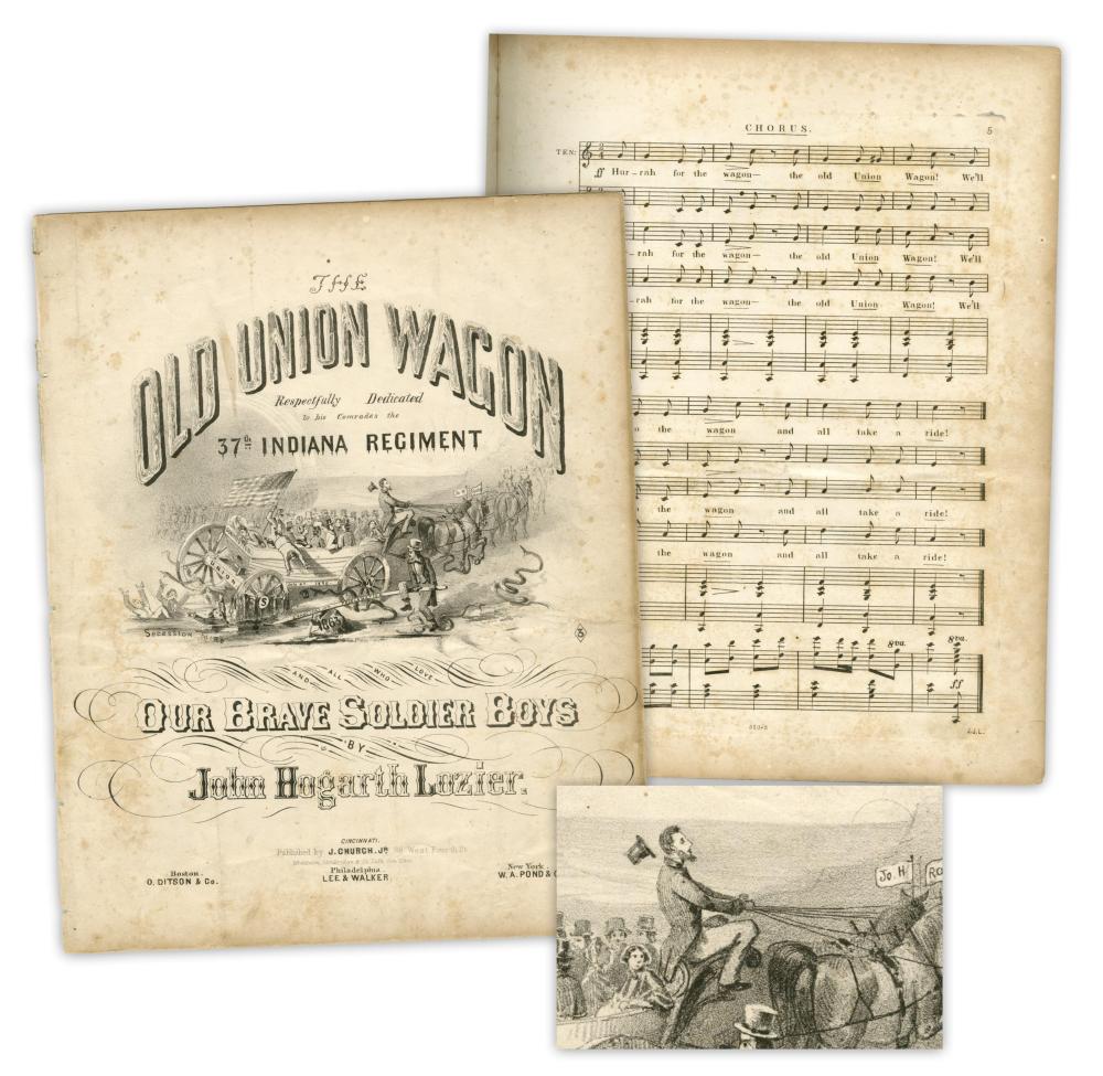 Sheet Music for "The Old Union Wagon" by J.H. Lozier, ft. Pro-Lincoln Lithograph