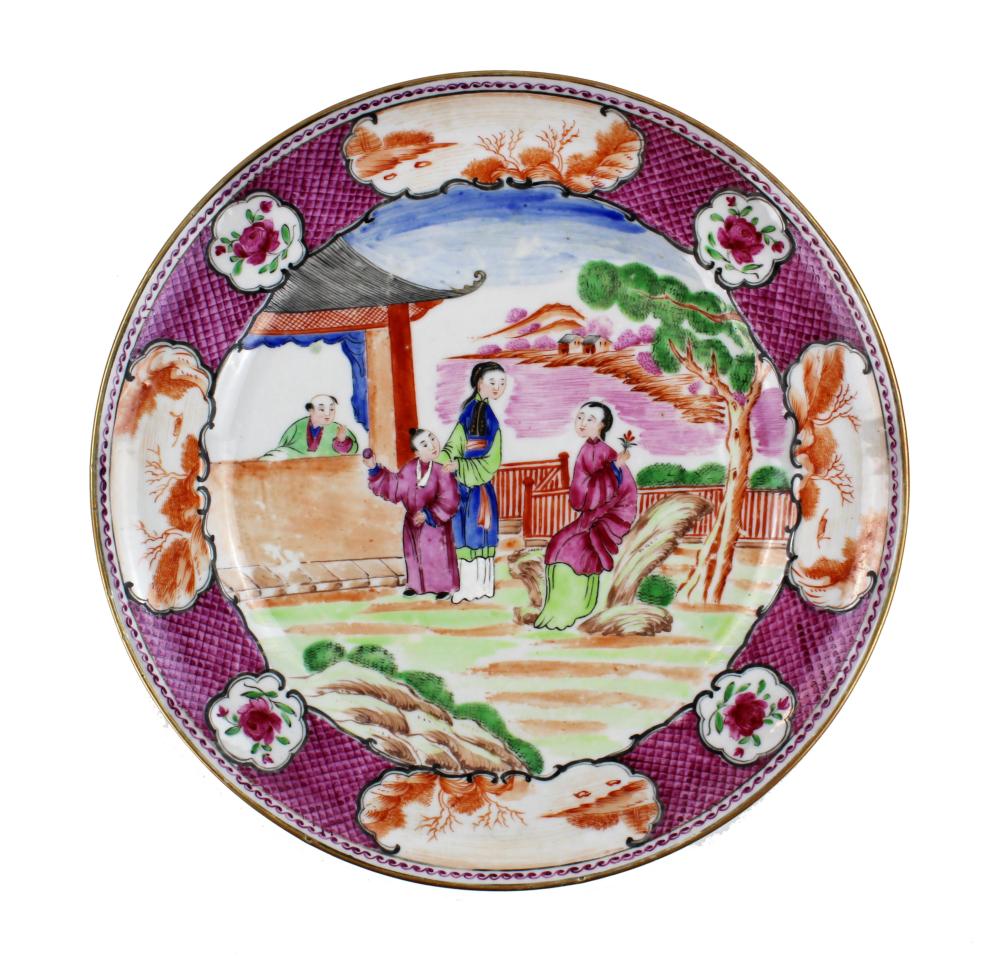 John D. Rockefeller Owned Chinese Export Famille Rose Dinner Plate, Ex-Great Grandson Rodman
