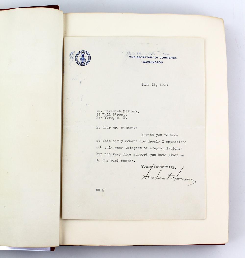 President-Elect Hoover Scrapbook: 1 Hoover TLS, 4 Lou Hoover ALS & TLS, 1 Harlan Stone Signed, and Many More!