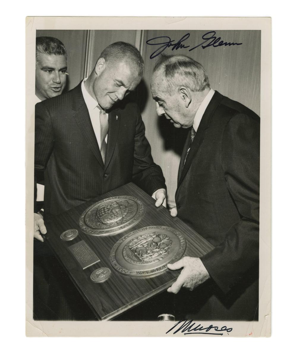 John Glenn, Robert Moses World's Fair Signed Photo with Beckett LOA
