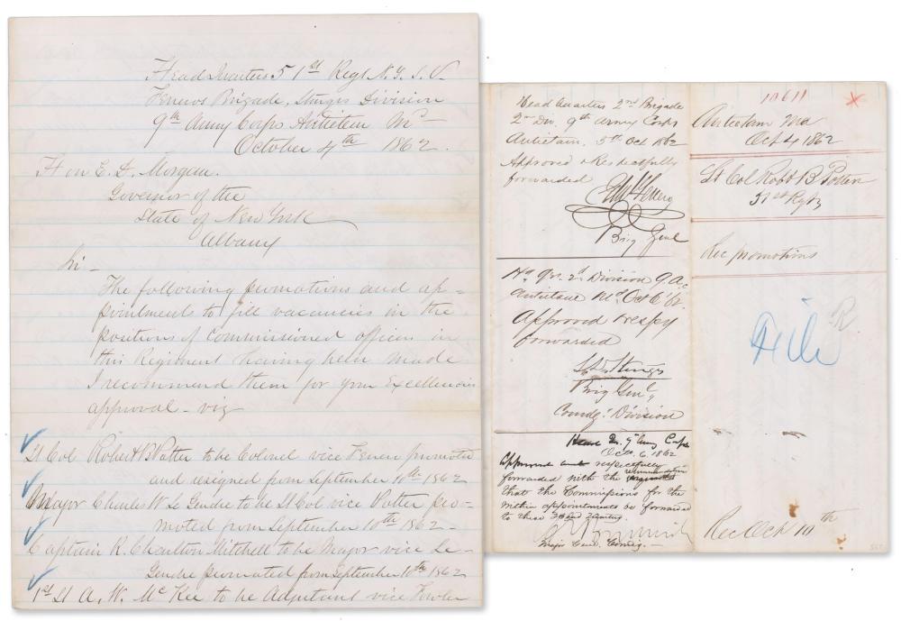 Generals Burnside, Sturgis, and Ferrero Approve Promotions 2 Weeks after Antietam on an ALS by a Future General!