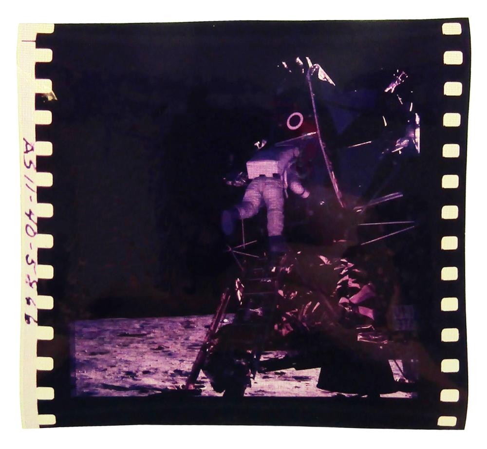 Aldrin Descending Ladder To the Moon! Rare Apollo 11 Hand-Numbered Colored 70mm Film Positive (AS11-40-5866), Ex-Richard Underwood. With The Right Stuff Space COA!