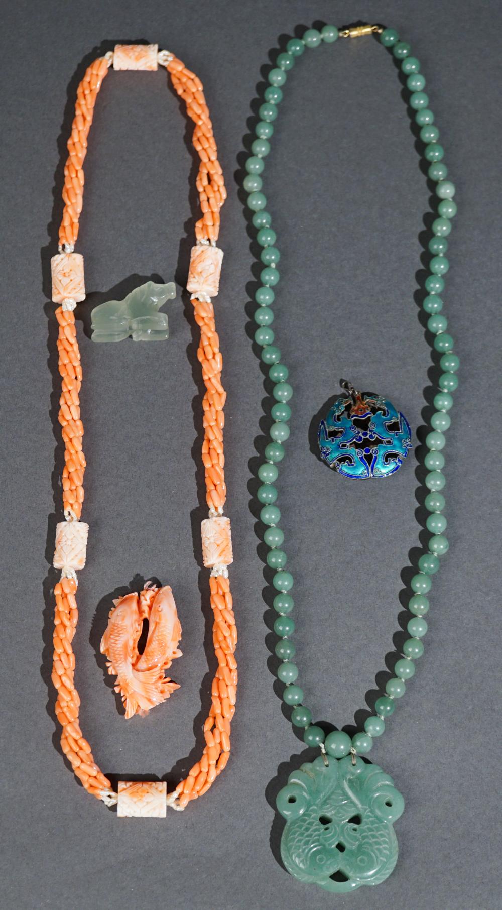 Small Collection of Coral, Hardstone and Enamel Jewelry