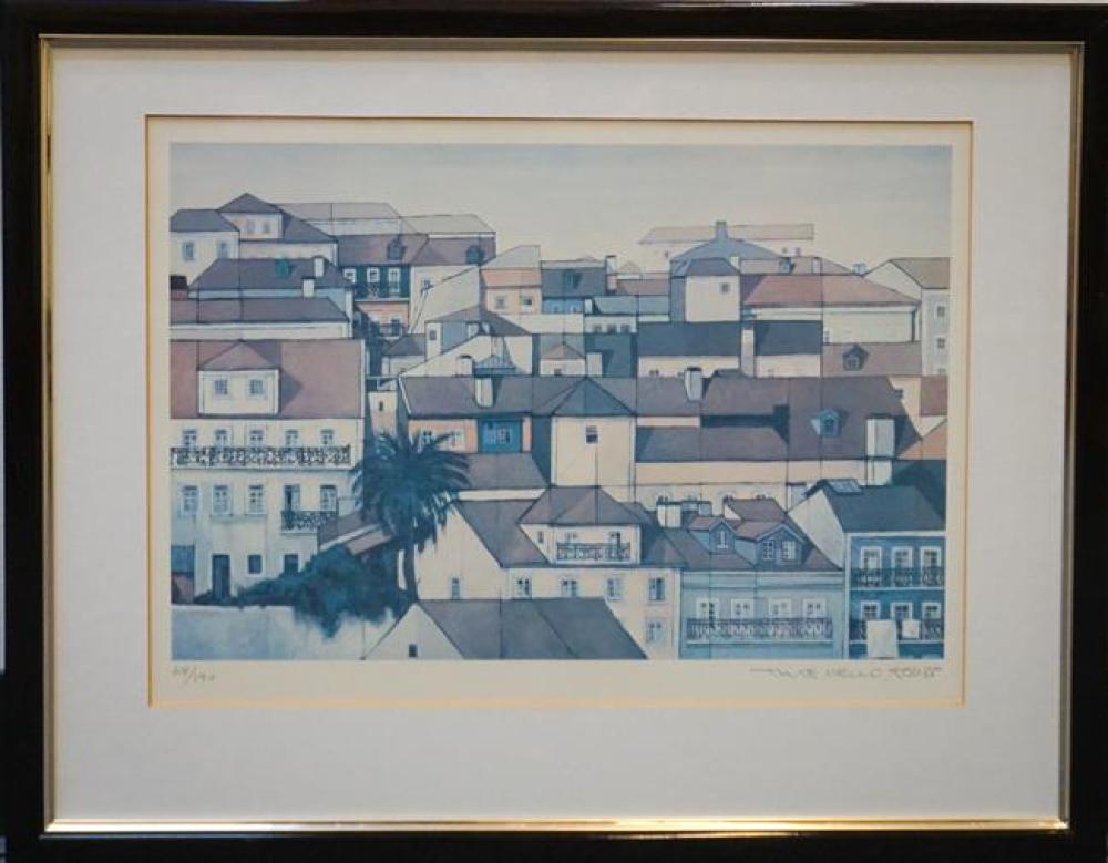 After Thomáz de Mello (1906–1990), Lisbon Homes, Offset Print, 21 x 27 inches