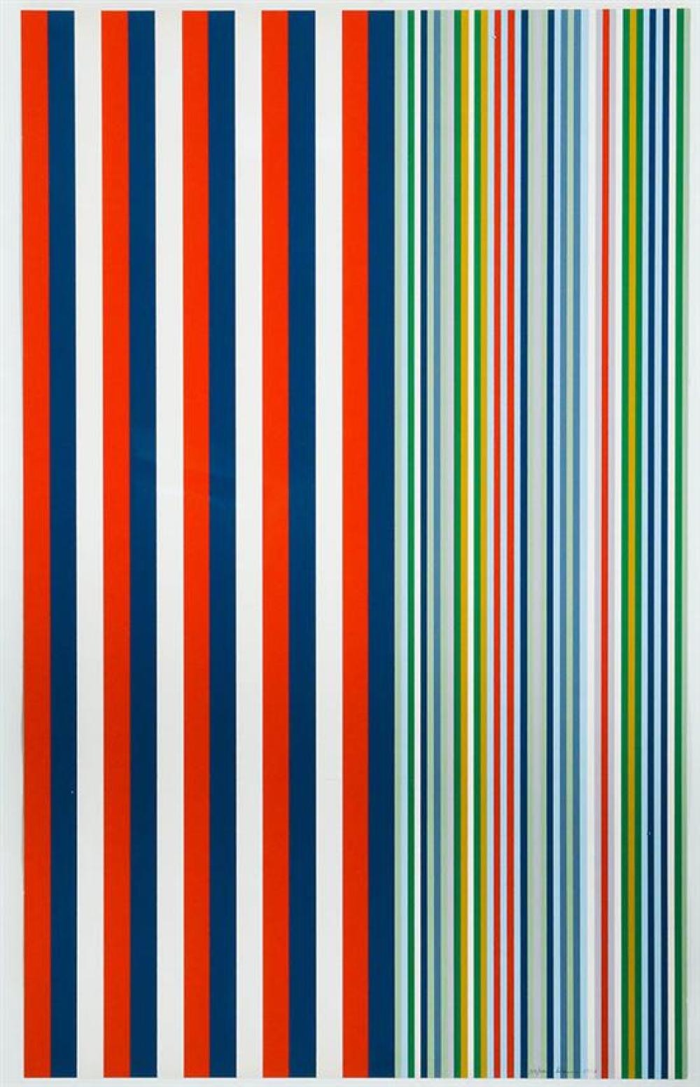 Gene Davis (American 1920-1985), Minute Man, Signed, Framed Serigraph, 40 x 25 inches