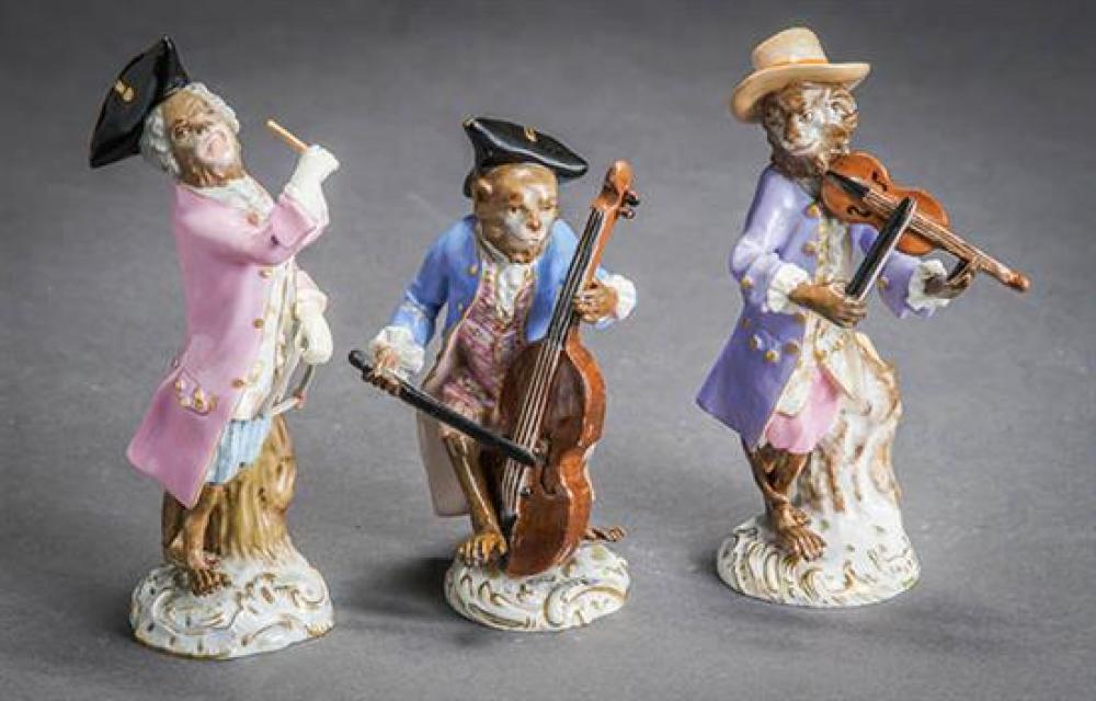 Meissen Three-Piece Monkey Band Late 19th-Early 20th Century