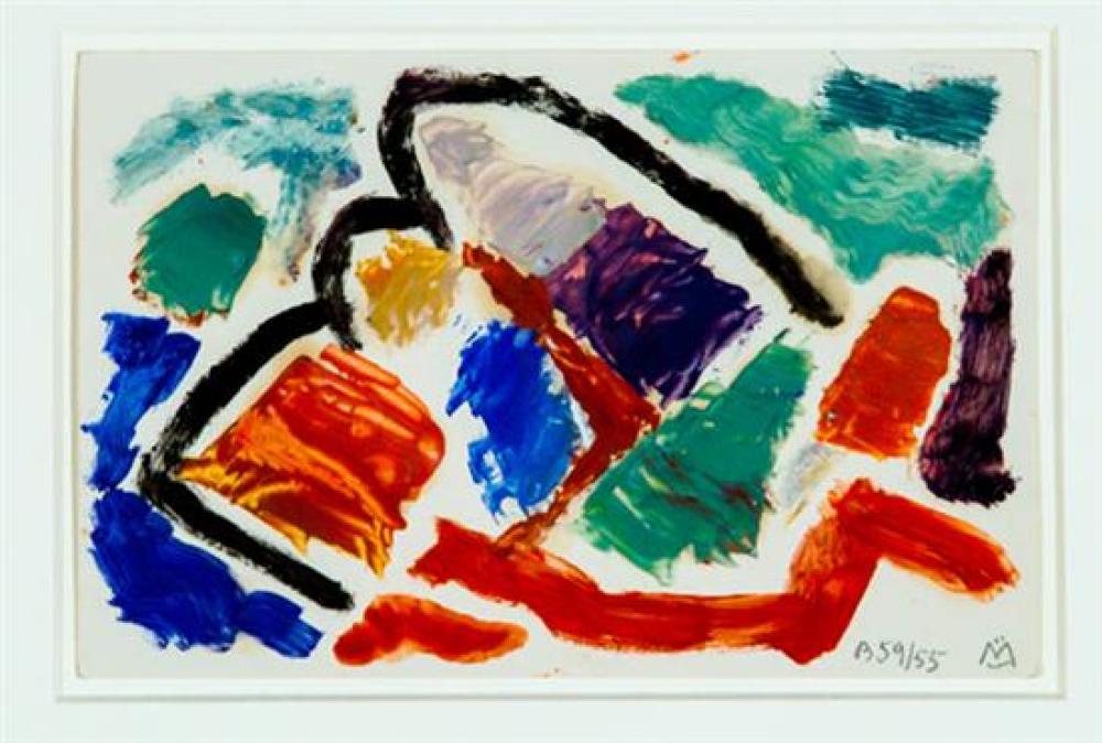 Gabriele Münter (German 1877-1962), Untitled Abstract, Signed, Framed Oil on Paper, 4 x 6 inches