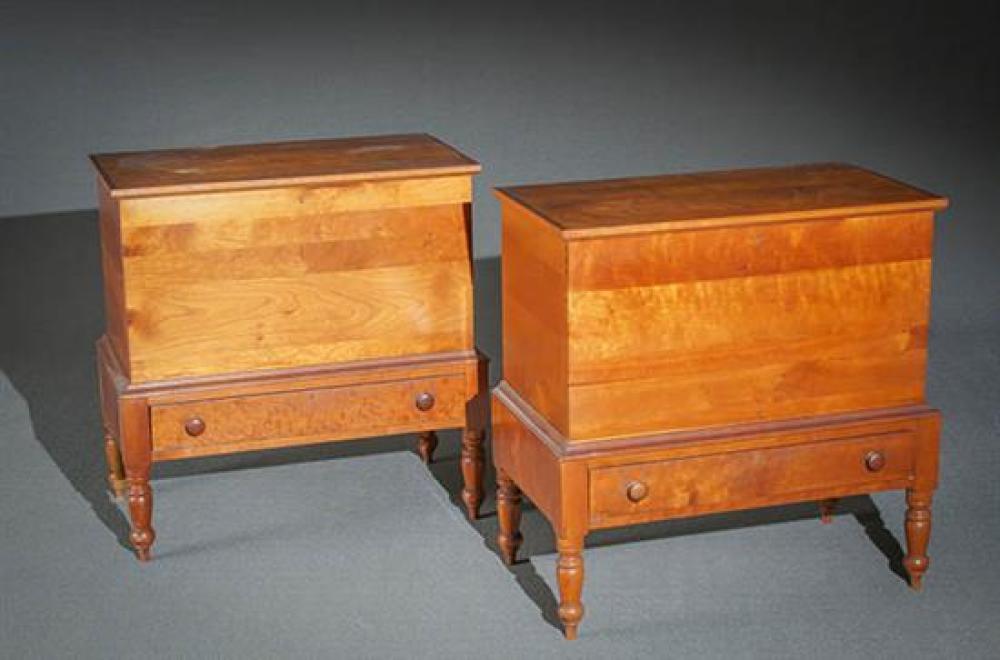 Pair of Kentucky Style Cherry Sugar Chests-on-Stands Last Half 20th Century