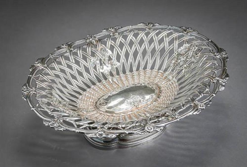 French Pierced Silver Fruit Basket Martial Fray, Late 19th Century