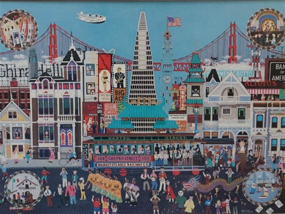 After Bill Dodge, 'Circus City', Print, 31 x 39 inches (glass cracked)