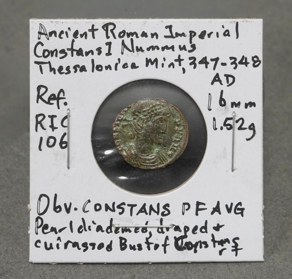 Ancient Roman Imperial Constans I Nummus Coin, Thessalonica Mint, 347-348 AD