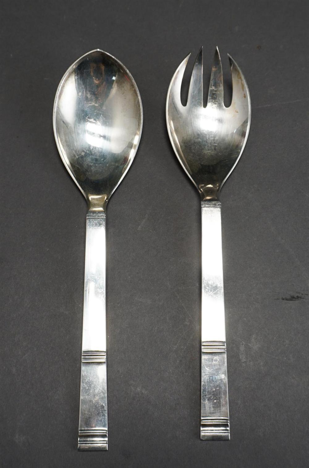 Danish Sterling Silver Two-Piece Salad Set by H