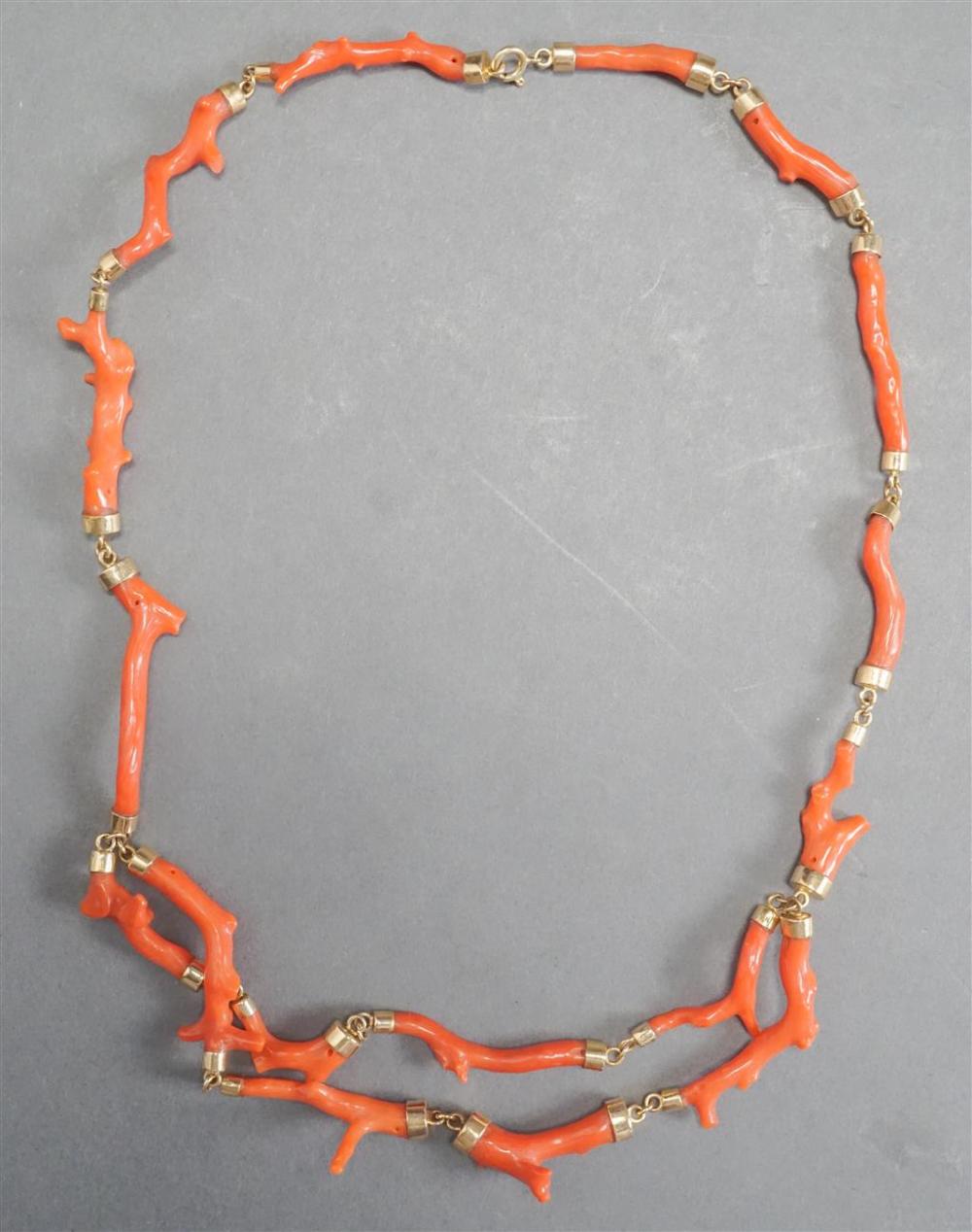 18-Karat Yellow-Gold and Branch Coral Necklace, L: 21-7/8 in