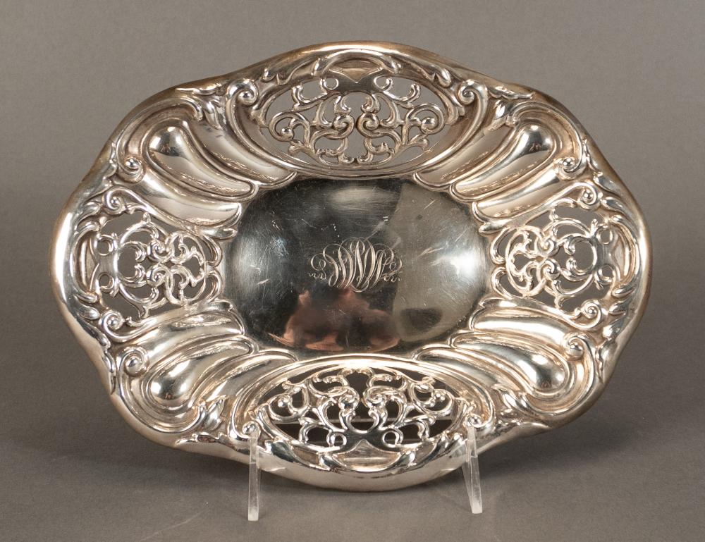 Probably Mauser Mfg. Co. Sterling Silver Openwork and Gadroon Wall Oval Dish, L 10 1/2 in. (26.7 cm.), 8.6 ozt